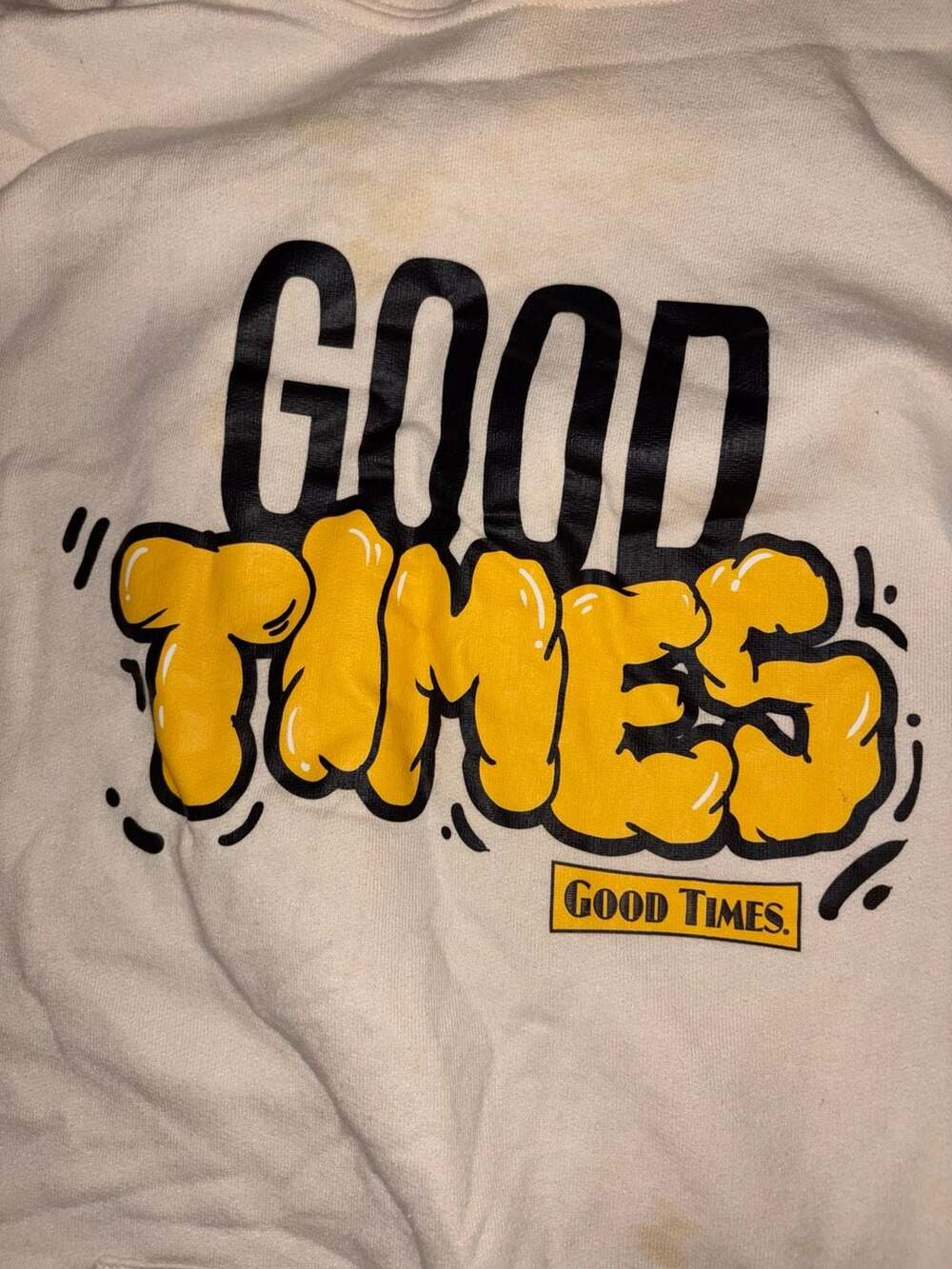 Jerzees Good Times Hoodie Size L Cream Graphic Pullover